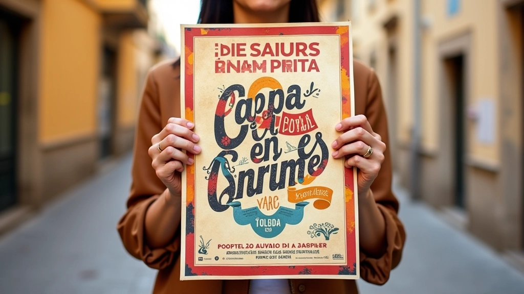 Cartel cultural de Toledo mostrando mezcla de tipografía moderna con elementos históricos españoles y composición equilibrada