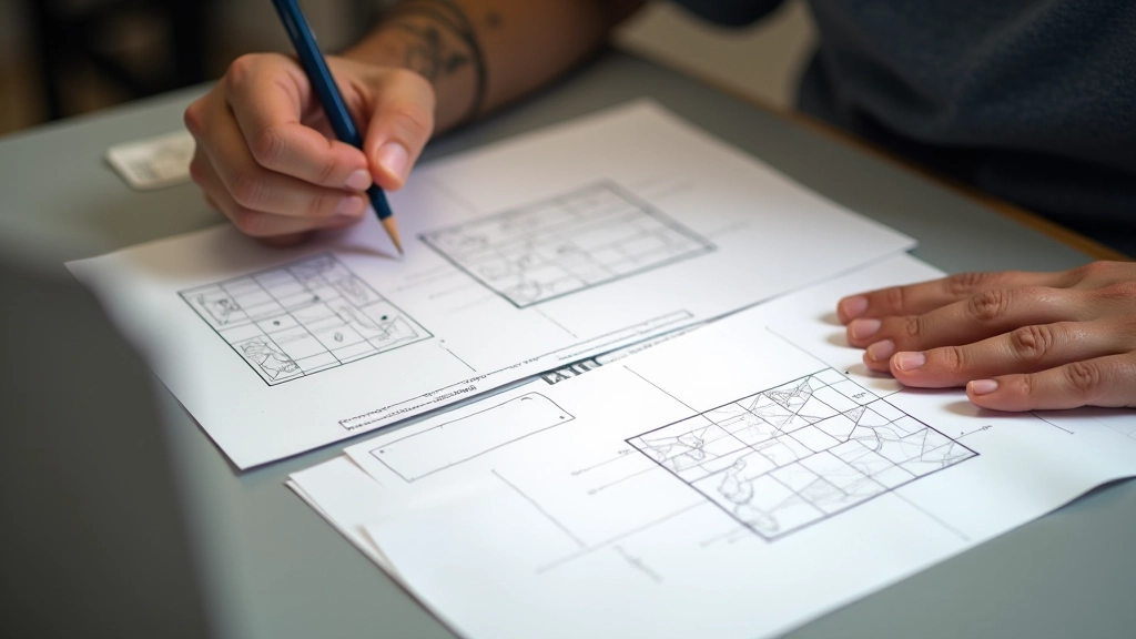 Estudiante de diseño estudiando composición de carteles y trabajos locales