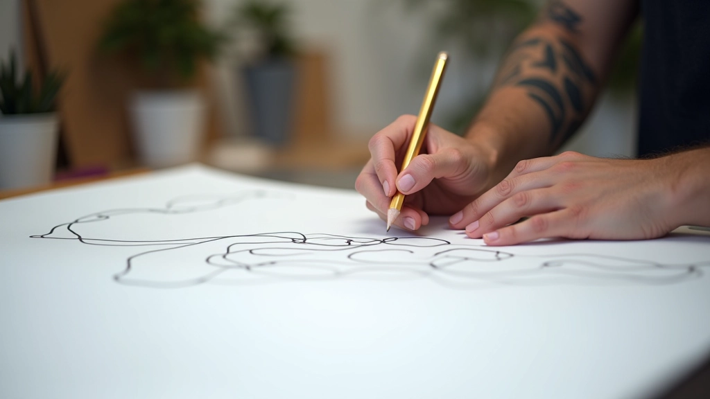 Diagrama de líneas de flujo en una composición de diseño gráfico con flechas visuales