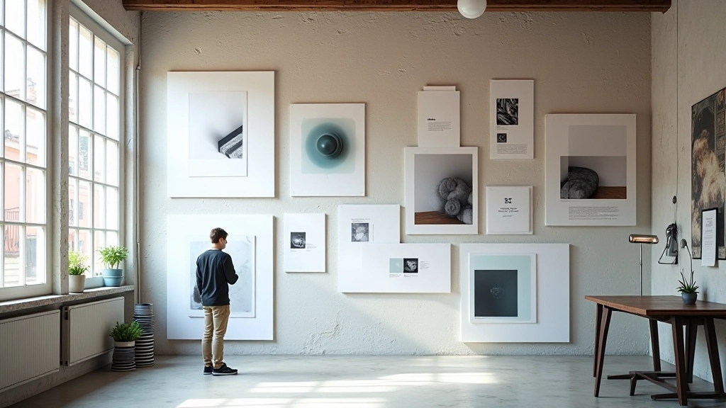 Galería de proyectos de diseño con composición estratégica y profundidad visual